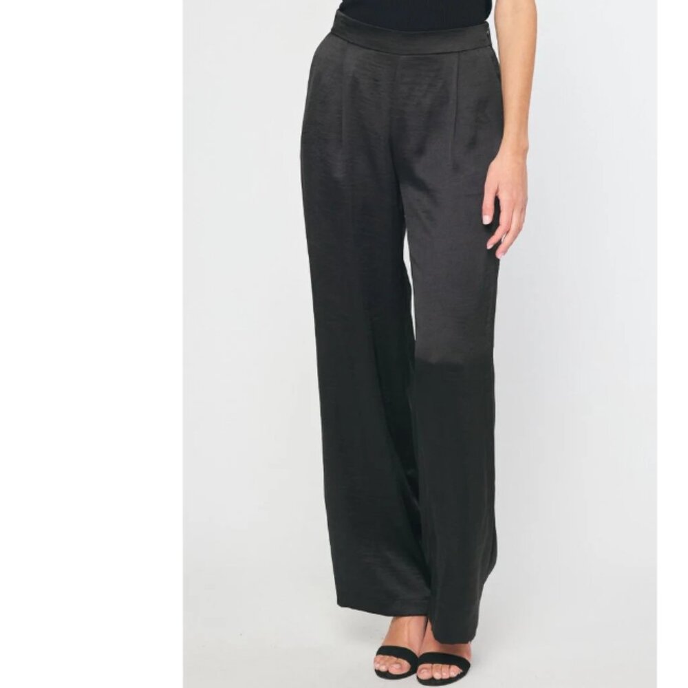 NWT Entro Black Satin Wide Leg Pants L